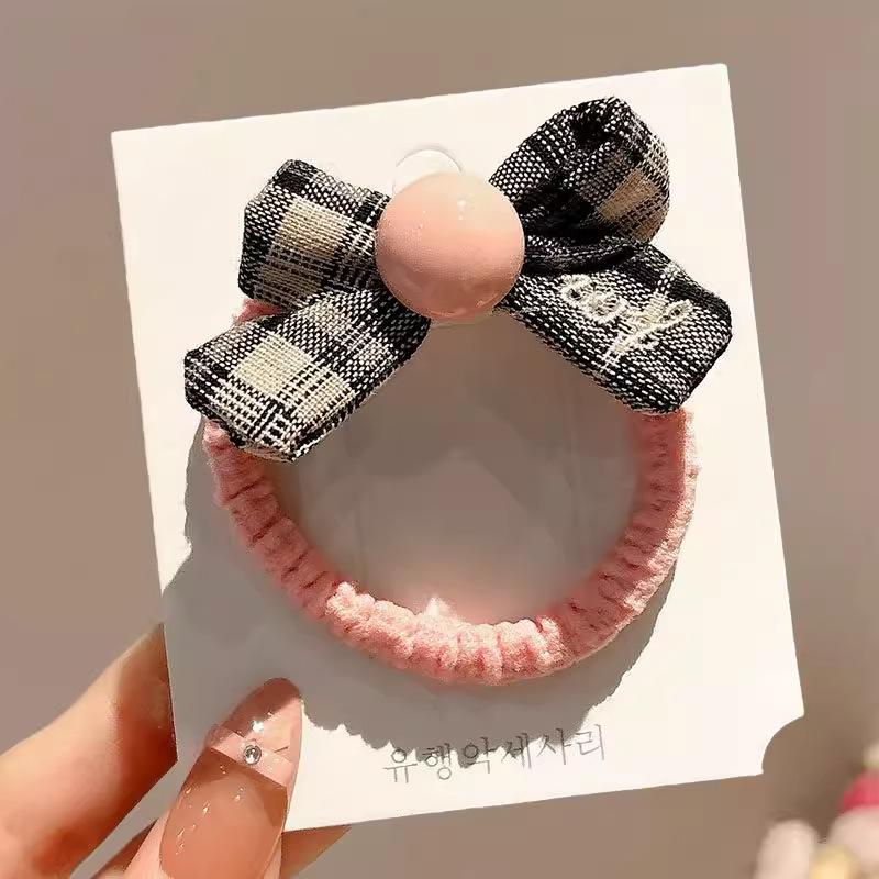 Korean Style Plaid Bow Hair Scrunchies For Kids Girls Elastic Hair Bands Ponytail Holder Sweet Hair Ties Children Hair Accessories