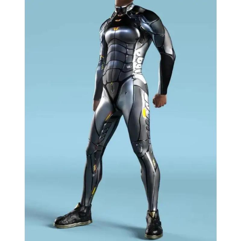 Cool CyberPunk Mechanical Armour Jumpsuit Punk Cosplay Bodysuit Steampunk Costume Halloween Party Shows Men Women Zentai Suit