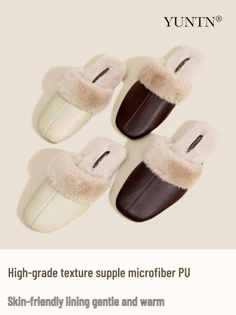 Damen Plüsch-Baumwollpantoffeln - Warm, Samtgefüttert, Rutschfest, Hautfreundlich für Zuhause