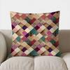 Red And White Houndstooth Patterned Throw Pillow Cover With Short Plush Print For Living Room Sofa Decoration Cushion Cover