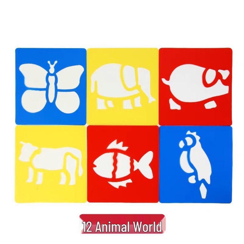 Children s Painting Stencils Set: 22 DIY Hollow-out Plastic Drawing Tools