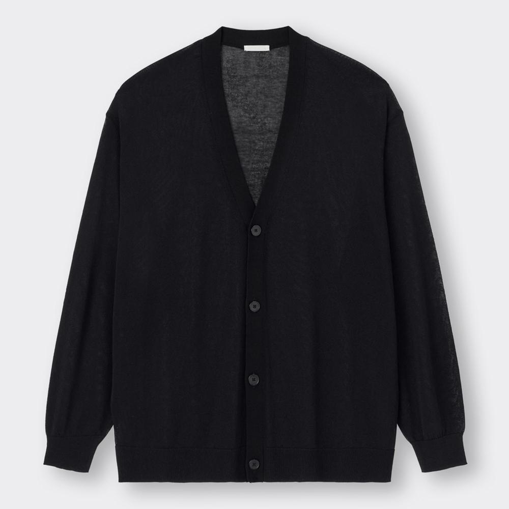 

Gu Прозрачный вязаный кардиган с длинным рукавом 09 BLACK/L