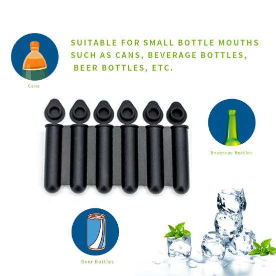 Ice Stick Mold Dustproof Lid 6 Cavities Food Grade Easy Release BPA Free DIY Reusable Bottled Beverages Silicone Ice Cube Mold Kitchen Supplies