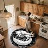 Black and White Fox,Round Area Rug,Carpet Rug for Living Room Bedroom Sofa Playroom Decor,Non-slip Floor Mat