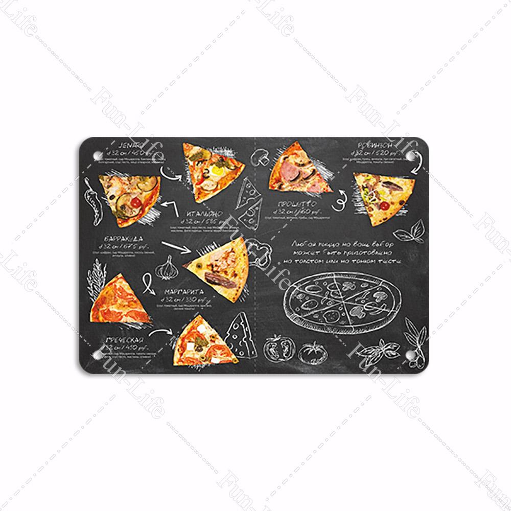 Pizza Dessert Metal Poster Food Tin Sign Plaque Metal Restaurant Vintage Wall Decor for Bar Club Metal Signs 20x30cm