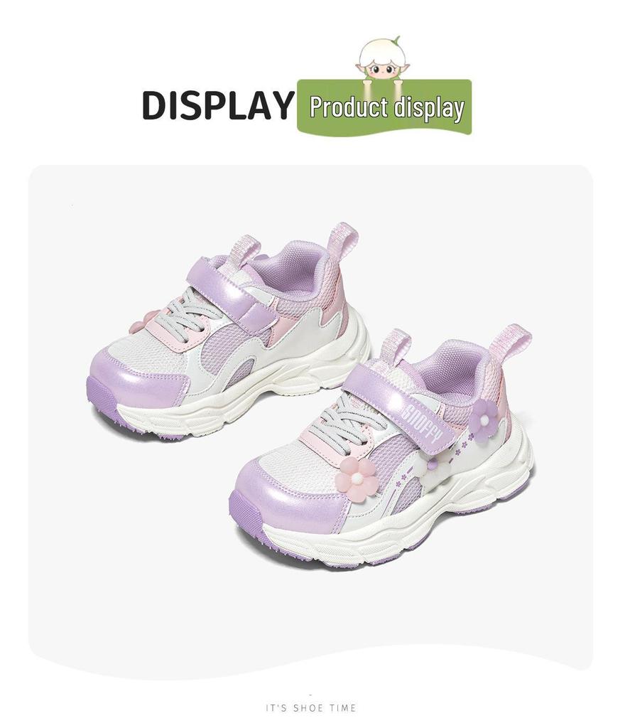 Snuffy Spring 2026 Girls' Lightweight Breathable Mesh Sports Shoes - Non-slip and Casual for Outdoors