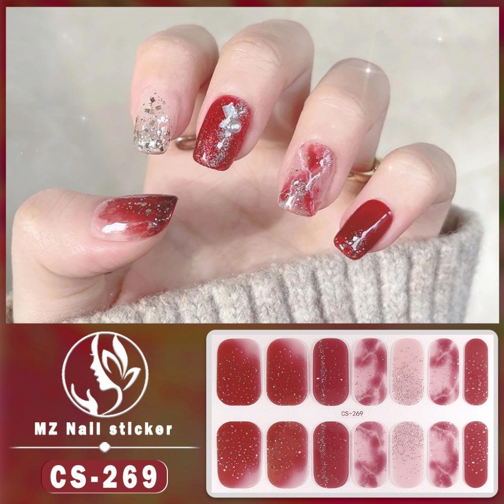 New waterproof no-bake gel nail polish film full sticker New Year's nail art film paper nail film paper patch