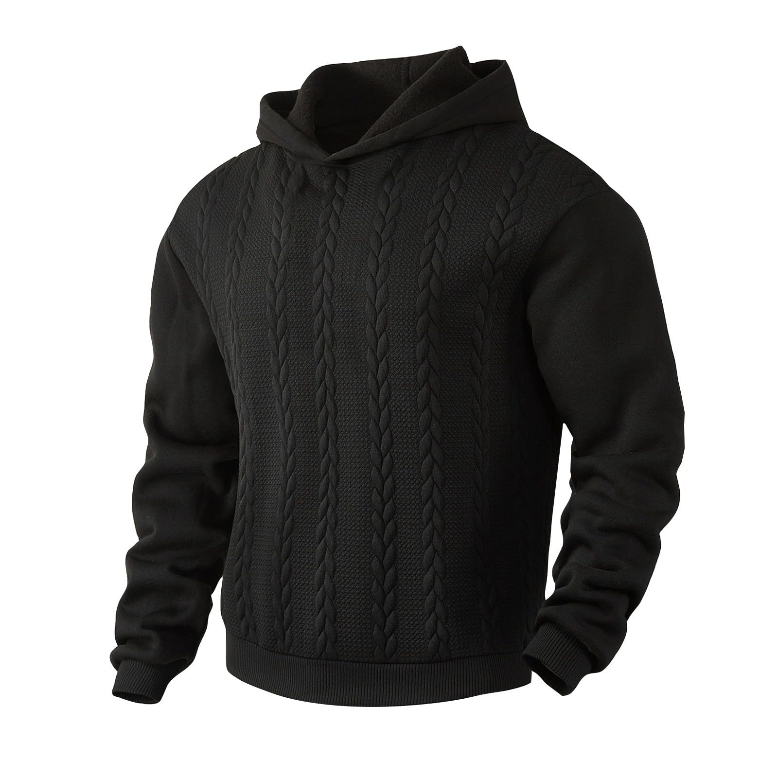 Men s -color Loose Sweater Knitted Hoodie, Men s And Women s Stand-up Collar Thickened Hoodie L