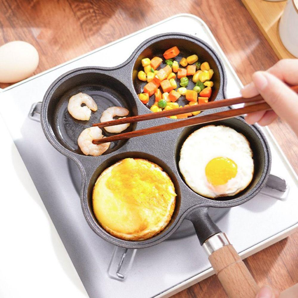 3/4 Hole Egg Frying Pan Cast Iron Pancake Pan Household Omelet Pan Breakfast