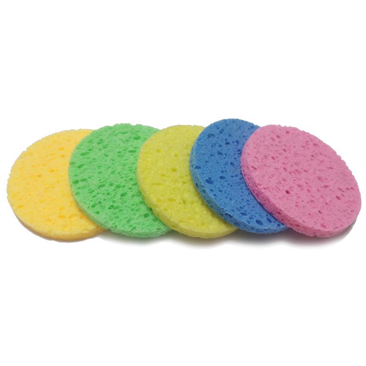 Multicolor Round Cellulose Sponge Makeup Remover Pads - Facial Cleansing Wood Pulp Cotton Puff