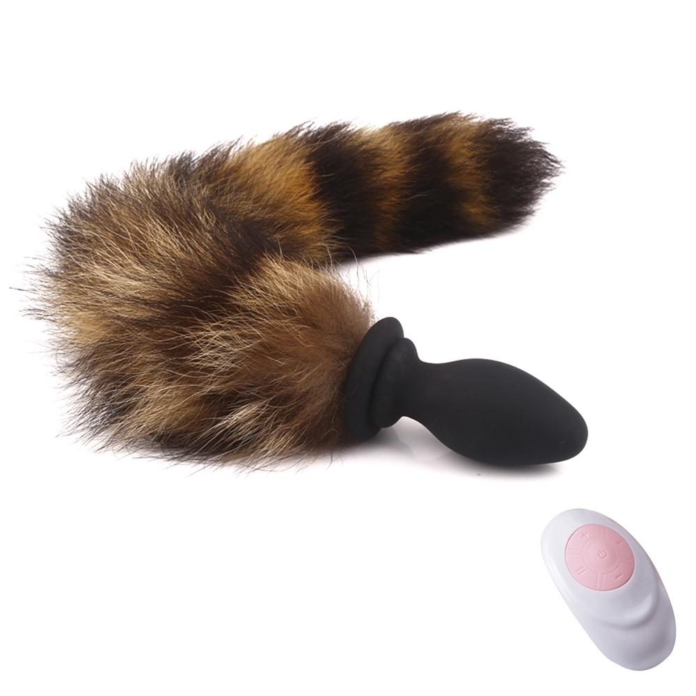 Anal Vibrator With Fox Tail Dildo Anal Plug Remote Control Anus Dilator For Women Adult Cosplay Accessories Vibrating Butt Plug