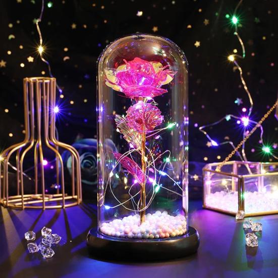 Rose Flower Gifts for Her Mom Wife Grandma Light Up Eternal Rose in A Dome Romantic Gift for Anniversary Birthday Valentine's Day Christmas