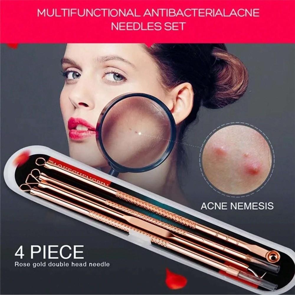 4/6pcs/set Rose Gold Blackhead Needle Set Stainless Steel Pore Cleanser Tool Beauty Treatment