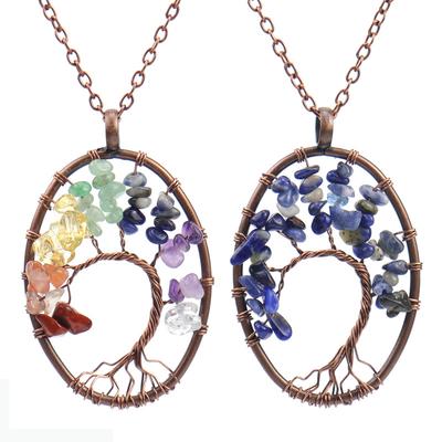 Vintage Hand-Wound Natural Gravel Crystal Curved Curved Tree Of Life Necklace Women'S Necklace N21 Pendant