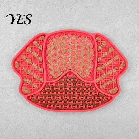 Anti-choke Pet Feeding Mat Slow Food with Strong Suction Cup, Puppy Head Design Grade Silicone Mat, Dog Eating Bowl Accessory for Prevent Choking