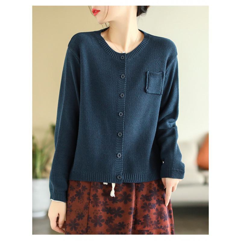 Свободный свитер-кардиган в корейском стиле в стиле ретро 2023 года для женщин — трикотаж с длинными рукавами в однотонных тонах для повседневной верхней одежды One Size