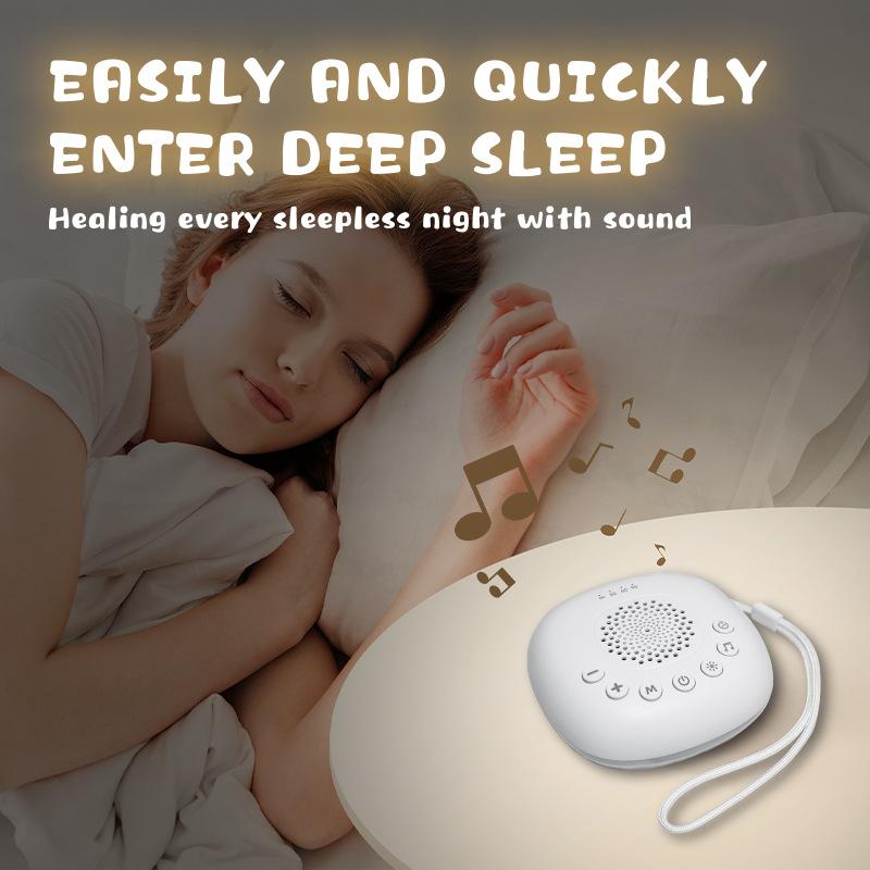 Portable White Noise Sound Machine Baby Sleep Machine LED Light Soothing Sounds Volume Adjustable Rechargeable Battery 800mAh