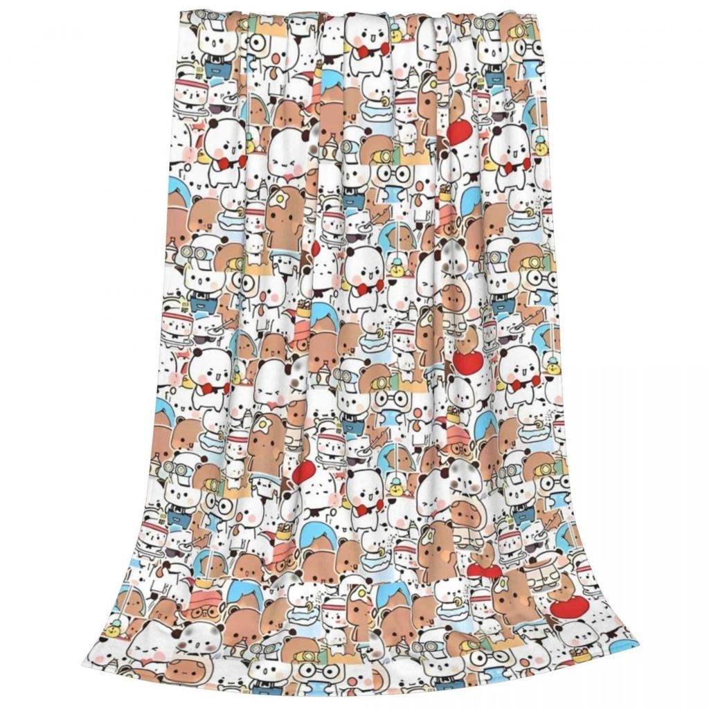 Koc Flanelowy Miś i Panda Bubu Dudu Kreatywne Pledy na Łóżko Sofę Kanapę 125*100cm