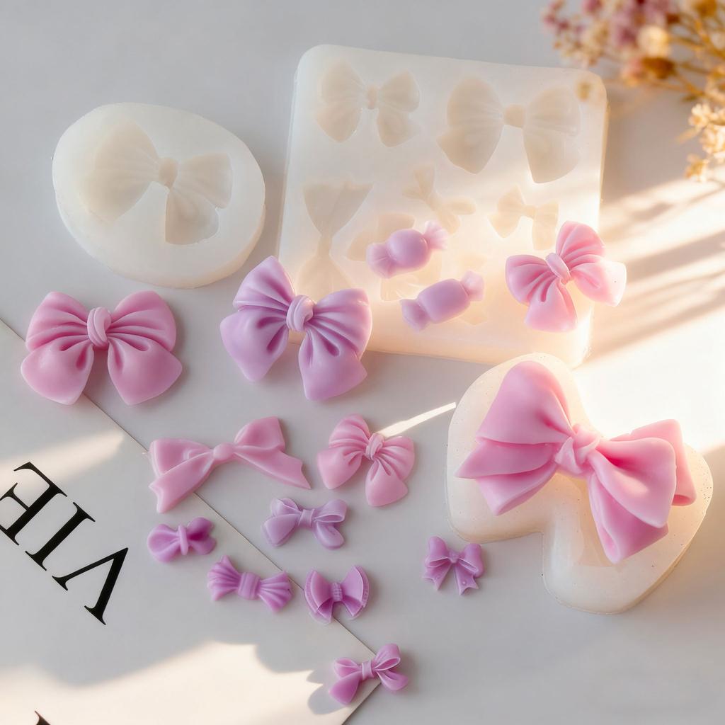 Handmade Aroma Candle Plaster Silicone Mold Bow Tie Epoxy Resin Ornament Mould DIY Butterfly Form Candy Baking Mold