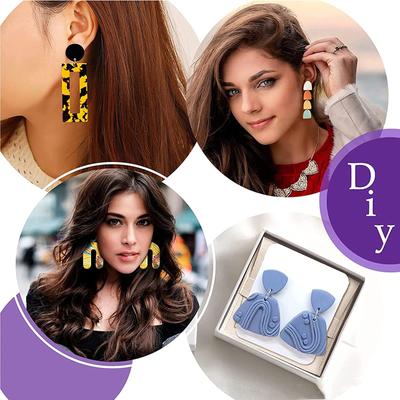 Juego de cortadores de arcilla polimérica, cortador de aretes de arcilla, cortador de arcilla para hacer joyas de arcilla polimérica con tarjetas para aretes, gancho para aretes