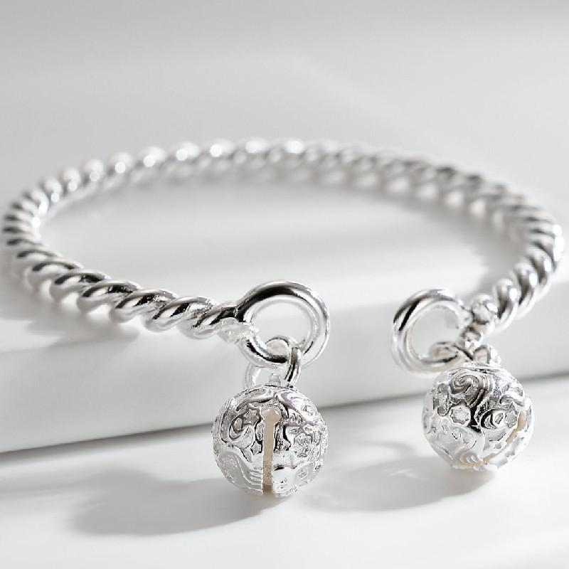 New Twisted Wire Fried Dough Twists Double Palace Bell 925 Sterling Silver Personality Exquisite Opening Bracelets TYB601