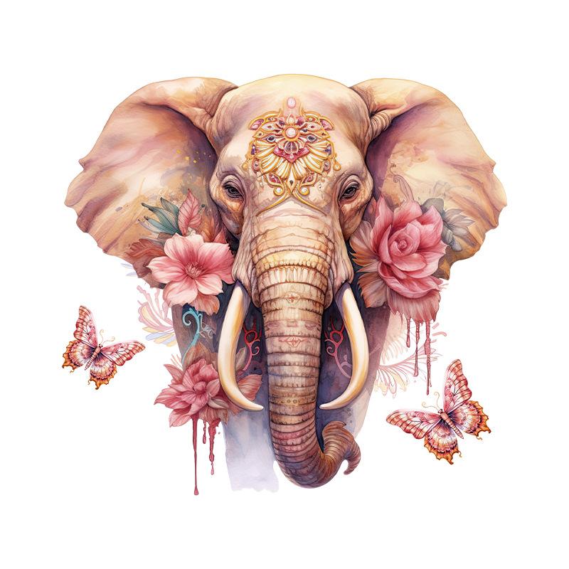 

Большие акварельные наклейки со слонами, наклейки на стену с изображением животных тропического леса, самоклеящиеся наклейки для детской комнаты 30x60CMx2pcs разноцветный