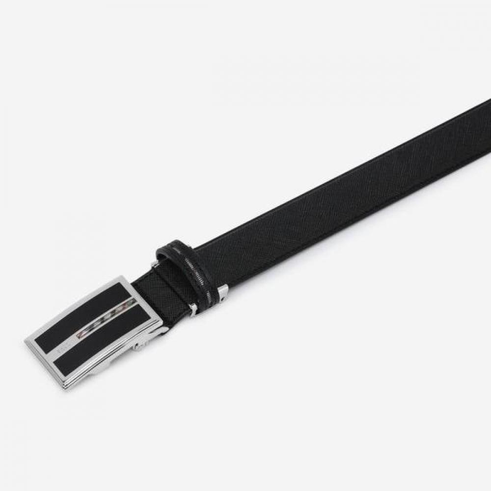 Daks Black Square Check Buckle Leather Automatic Belt Dbbe2e990