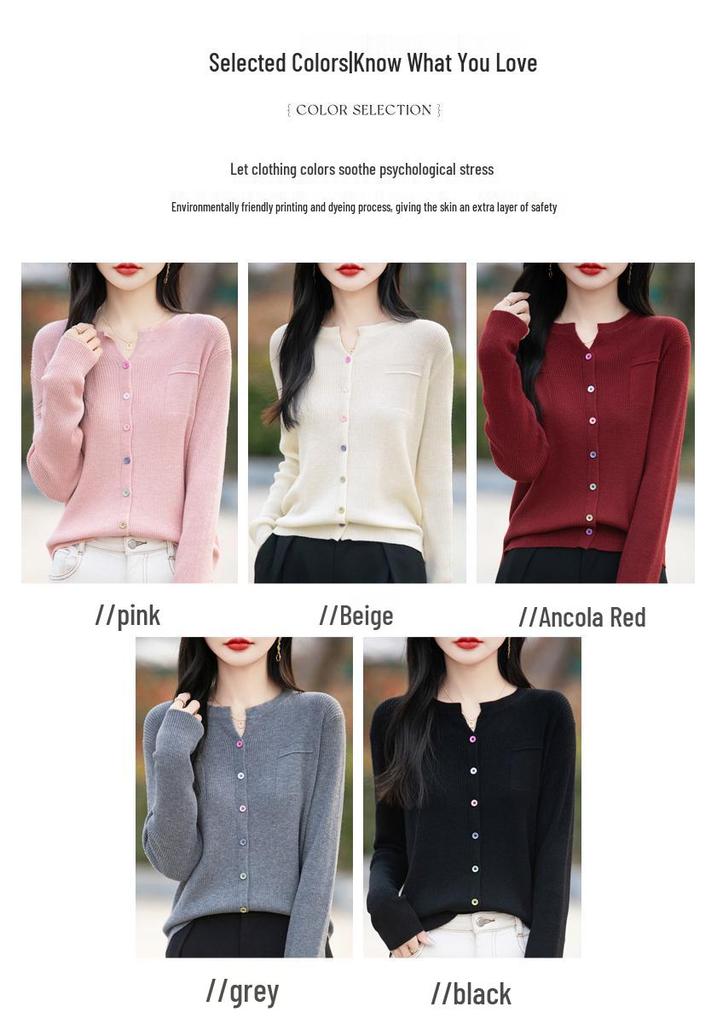 Women's Slimming V-Neck Stripe Button Cardigan for Autumn/Winter