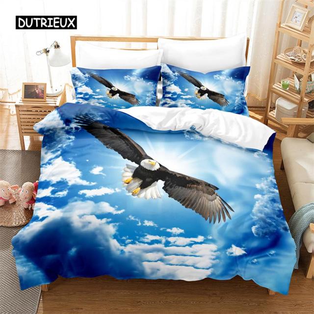 Blue Sky Eagle Queen Bedding Set Duvet Cover Set Bedding Digital Printing Bed Linen King Size Duvet Cover Set Bedding Set