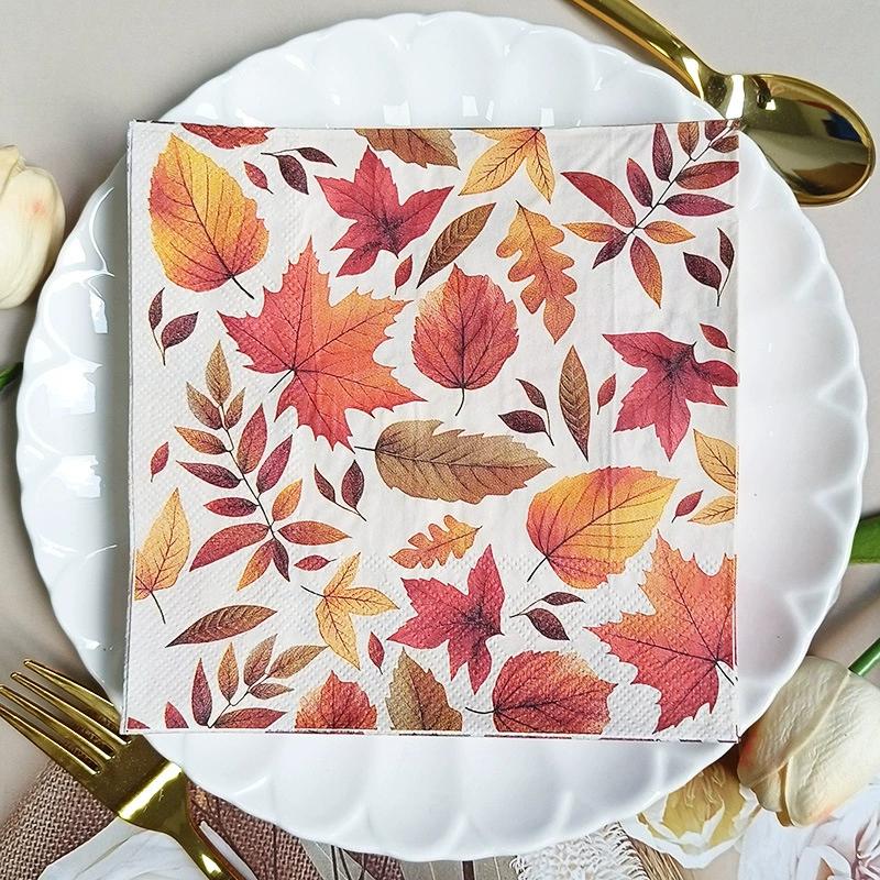 20/60Pcs Disposable Napkins, Maple Leaf Printed Paper Napkins, Party Handkerchief Tissue Paper Towel, Table DIY Decor