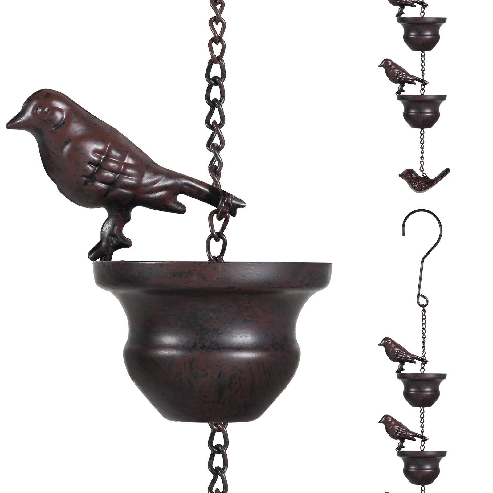 

Creative Birds Rain Chains 7.87ft Iron Rain Chain Rain Catche Metal Downspout Tool for Gutters Outdoor Roof Gutter Decorative бронзовый