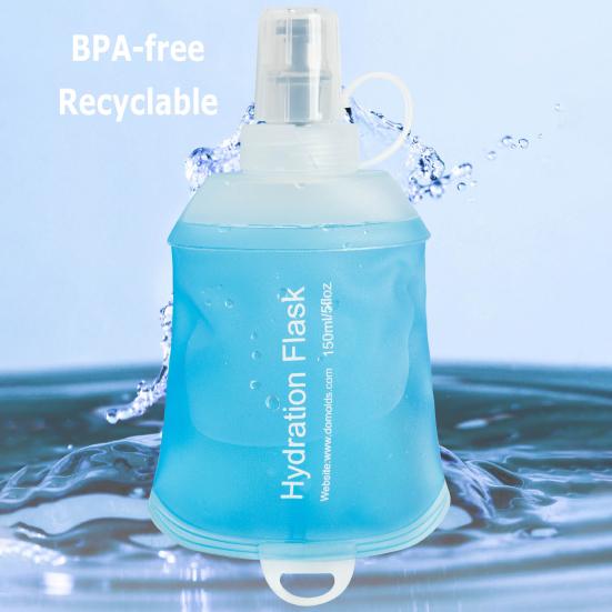 Soft Flask Water Bag Food-grade Collapsible Hydration Pack Bottle Reusable Leakproof Outdoor Water Flask for Running Hiking Cycling Climbing