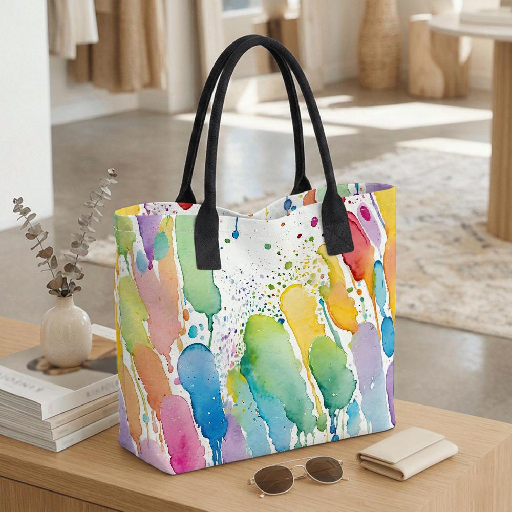 Watercolor Graffiti Large Tote Bag Casual Lightweight Handbag for Daily Shopping Travel
