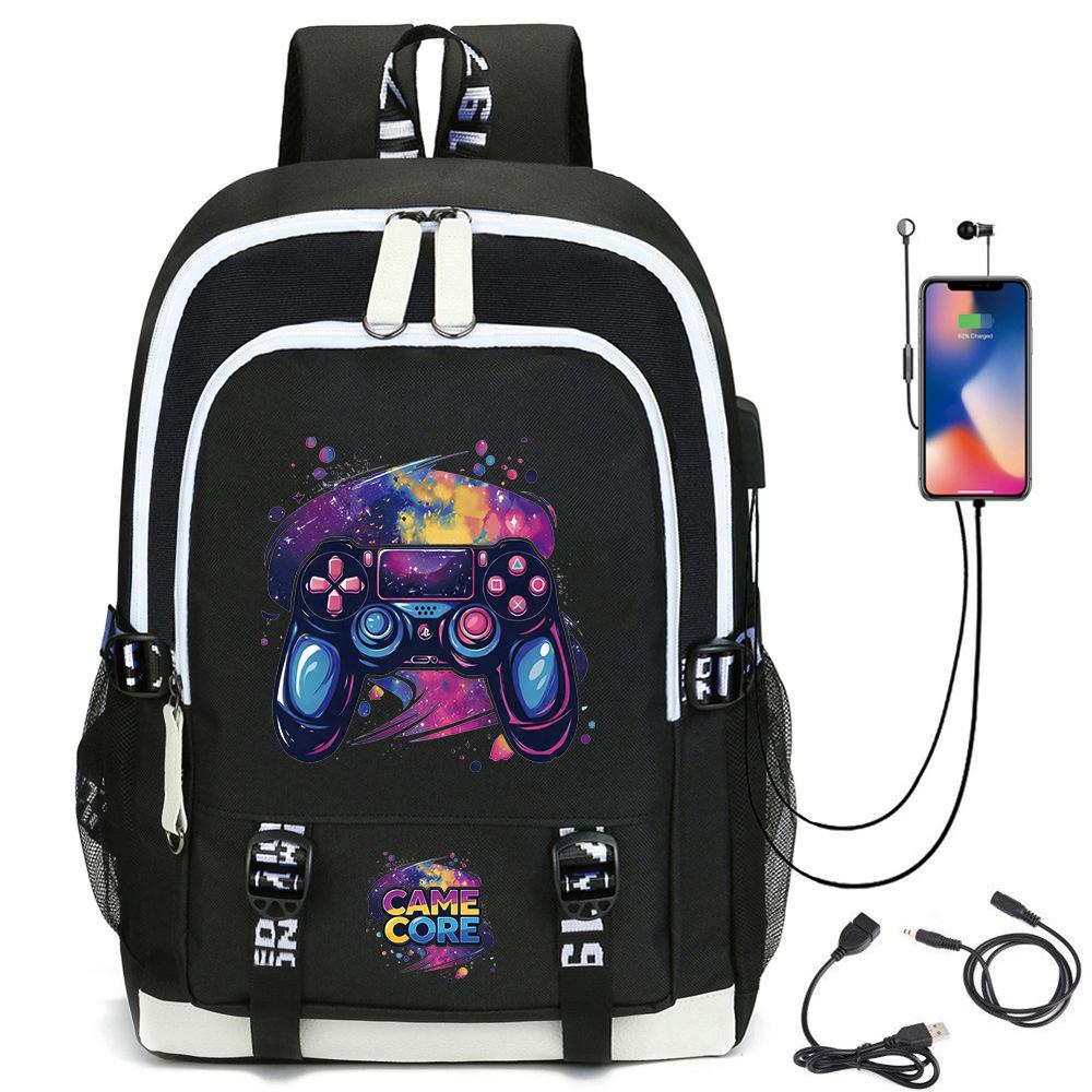 Digital Printing Gamepad Pattern Backpack Cartoon Elementary School Bag Large Capacity Usb Backpack
