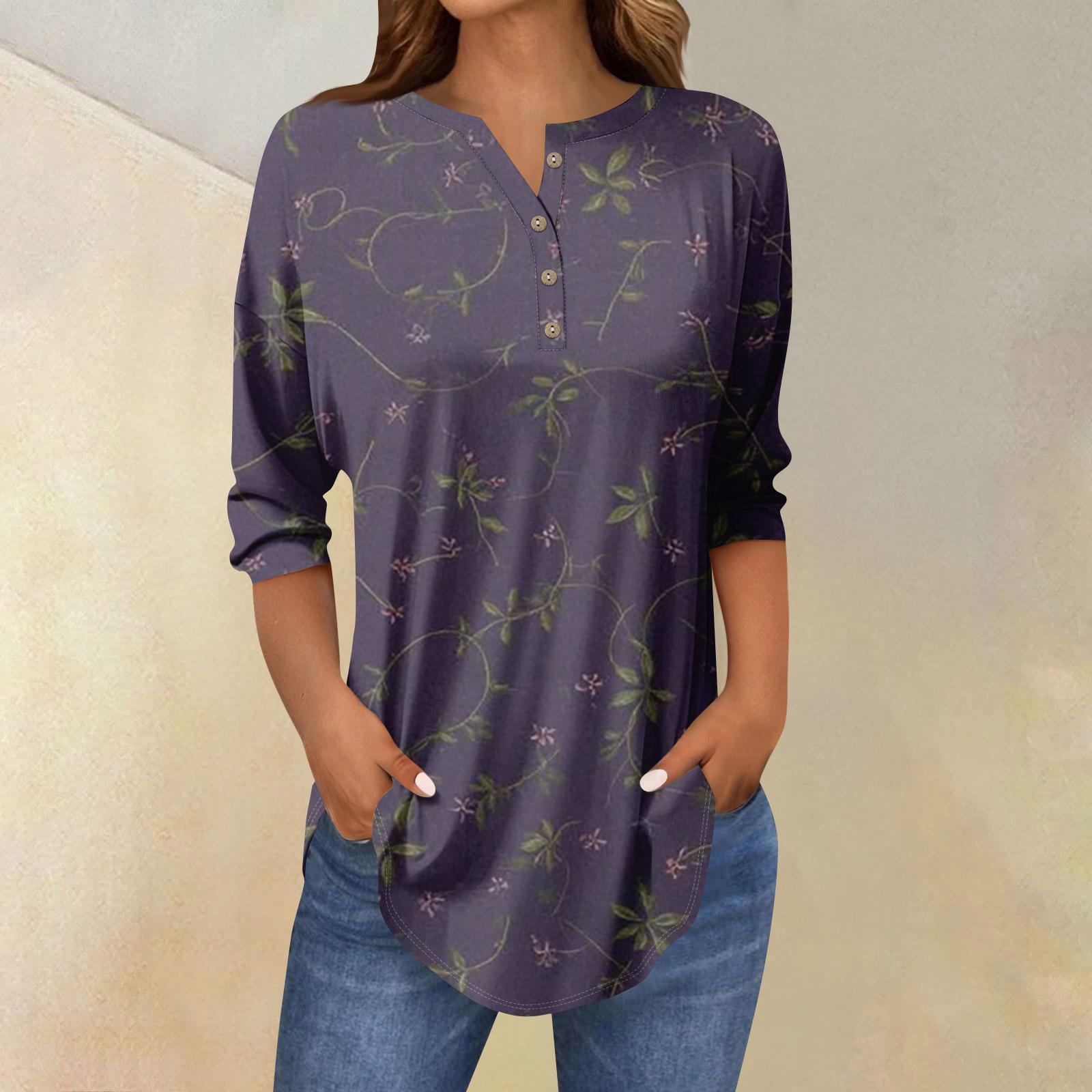 

Футболки женские осенние повседневные рубашки с длинным рукавом 3/4 на пуговицах толстовка винтажный топ пуловер XXL