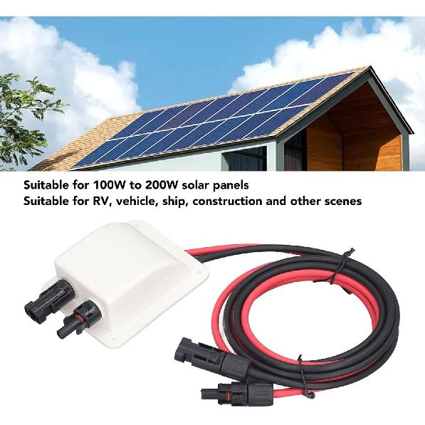 Walfront Solar Double Cable Entry Gland Box Solar Entry Housing with 2m 10AWG Extension Cord for RVs, Boats, Yacht, Roofs