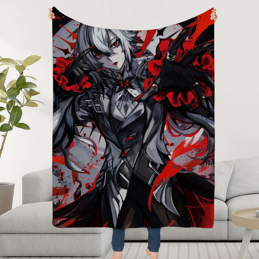 Blanket Throw Super Cosy Plush Living Genshin Room Sofa Couch Arlecchino Childish Impact Birthday Gifts