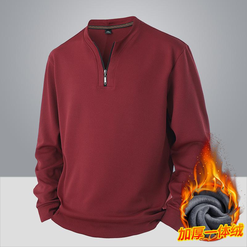 Men's Padded Warm Fashionable Versatile Large Size Heavyweight Sweater Soft Quality Fabric Round Neck Design Loose Casual Sports Long Sleeve