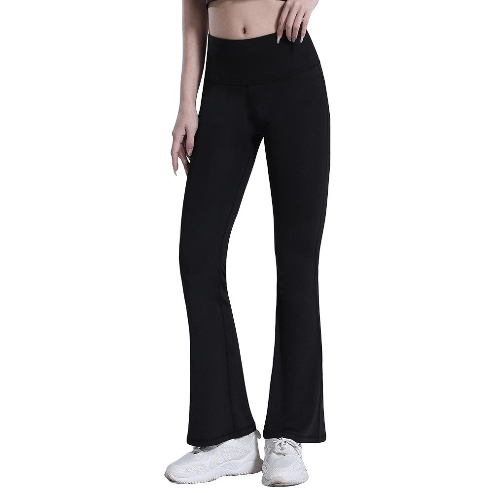 Lulu Women's Nude Feel Flare Yoga Pants – High Waist, Quick-Dry, Hip-Lifting, Slimming, Wide Leg Fitness Tights.