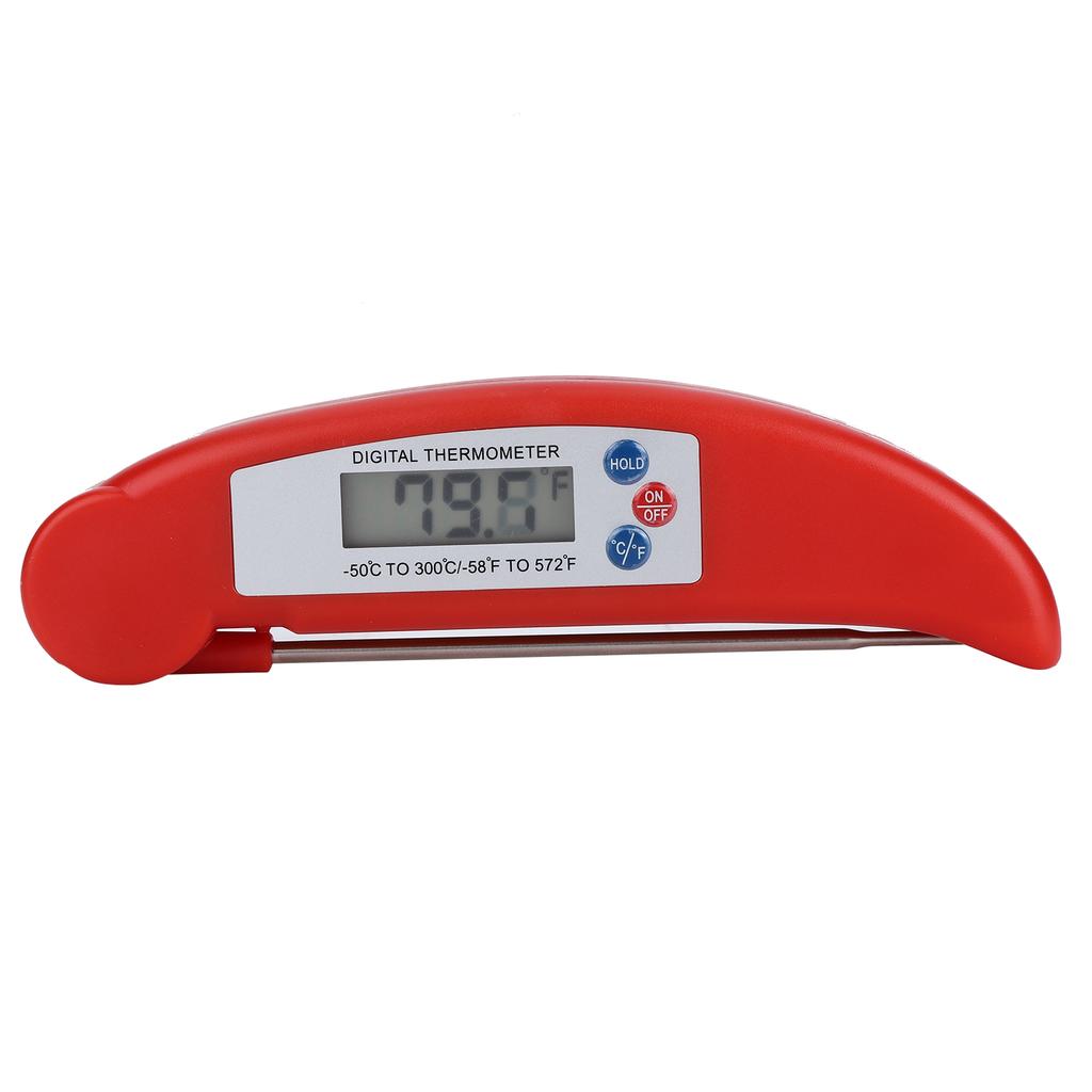 Red Folding Food Thermometer Portable HighAccuracy LCD Digital Cooking Temperature Meter