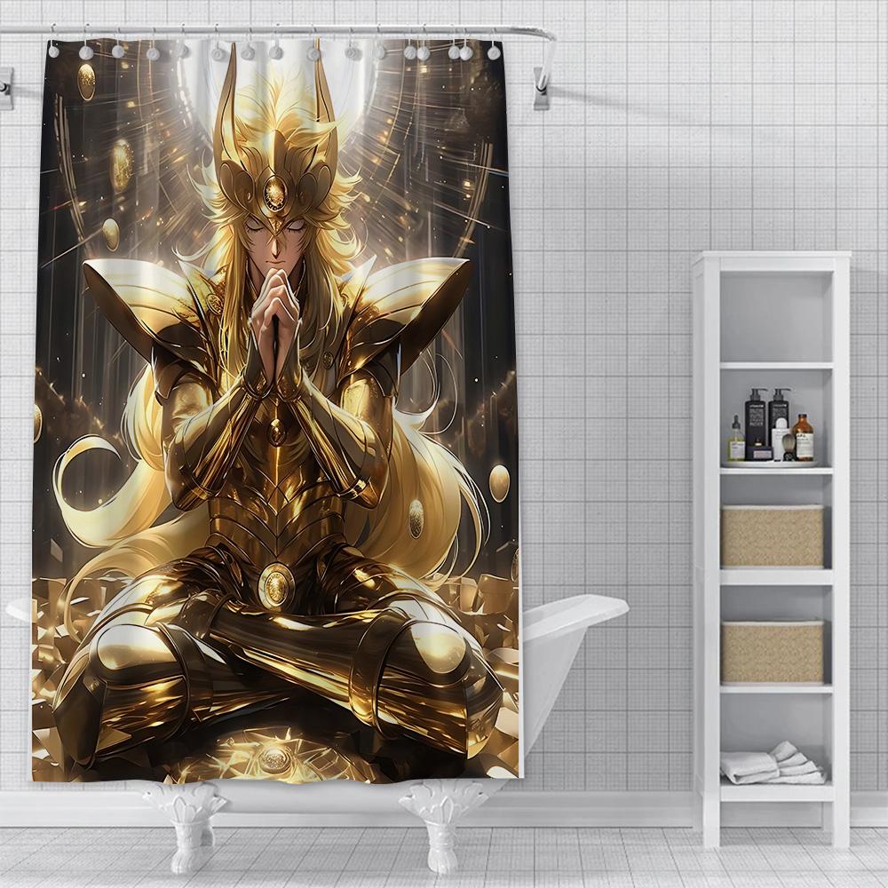 Shower Curtain Waterproof Polyester Fabric Paint Colorful Bath Curtains Saint Seiya Hyoga Shiryus Home Bathroom Decor With Hook