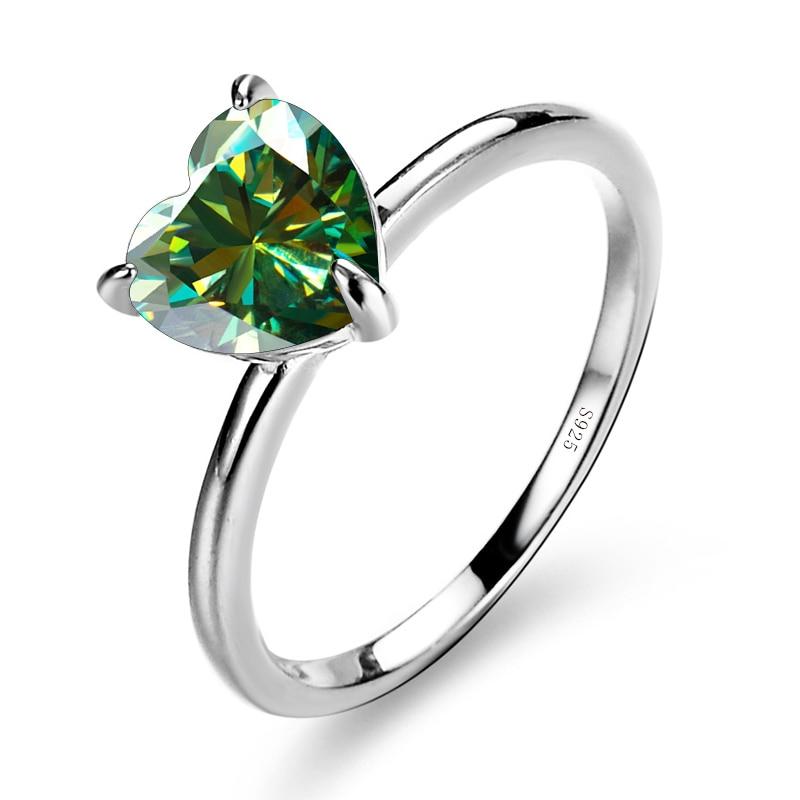 Bague Ringen Novinka v srdci S925 Sterling Silver Sparkling 2CT Moissanite zásnubní prsteny pro ženy Šperky s příslibem výročí
