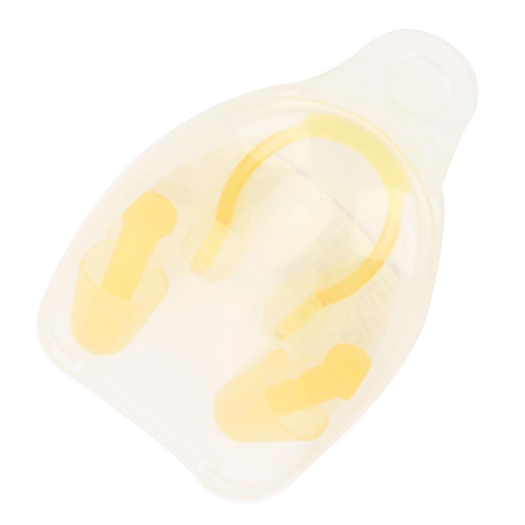 Soft Silicone PC Swimming Ear Plugs Nose Clip Set for Waterproof Surfing Diving SportsYellow