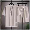 Nieuw Wafel Zomerpak voor Heren Casual T-shirt + Korte Broek Pak Heren Trainingspak Effen Kleur Trainingspak Los Pak