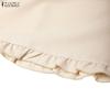 ZANZEA Women Casual Stand Collar Loose A-Line Short Sleeve Dress