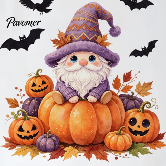 Cartoon Gnome Pumpkin Wall Decor Halloween Dwarf Stickers, Self Adhesive Removable PVC Decals, Autumn Leaves Festival Atmosphere Stickers And