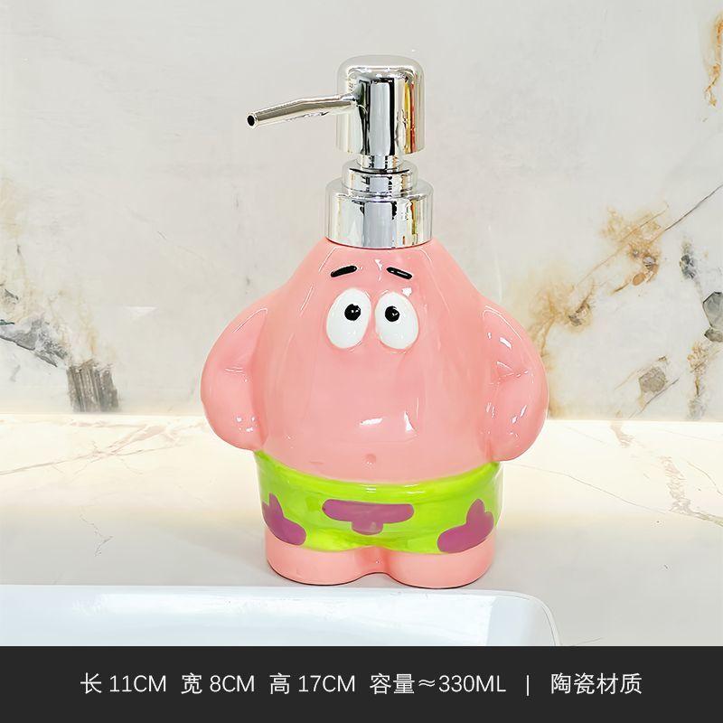 Cute Cartoon Ceramic Soap Dispenser Refillable Pump Bottle For Shampoo Shower Gel Bathroom Decor