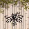 Metal Dragonfly Wall Art Iron Sculpture with Floral Detail Indoor Outdoor Decor Living Room Bedroom Gift Rustic Nature