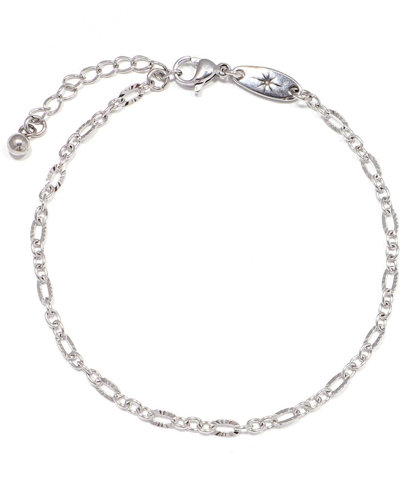 Polalita Flat Shining Slim Chain Anklet (Plt-Ak-014_Sv)