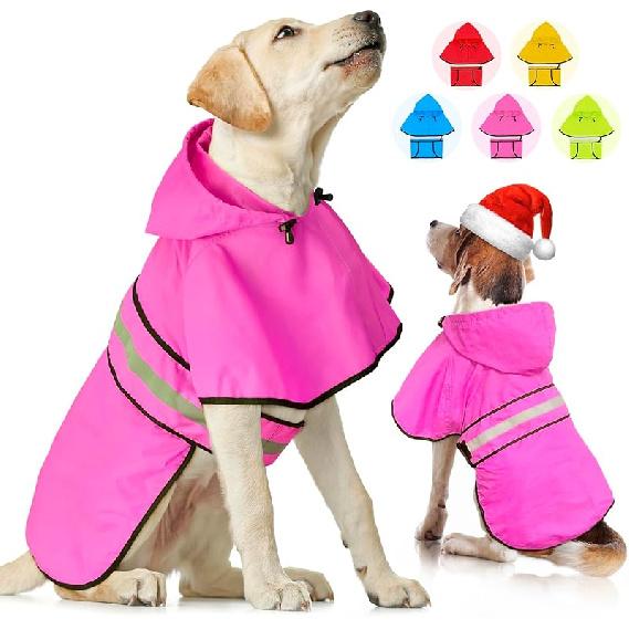 Weesiber Dog Raincoat - Reflective Dog Rain Jacket - Waterproof Dog Rain Coat - Adjustable Dog Poncho - Lightweight Dog Slicker for Dog Walking